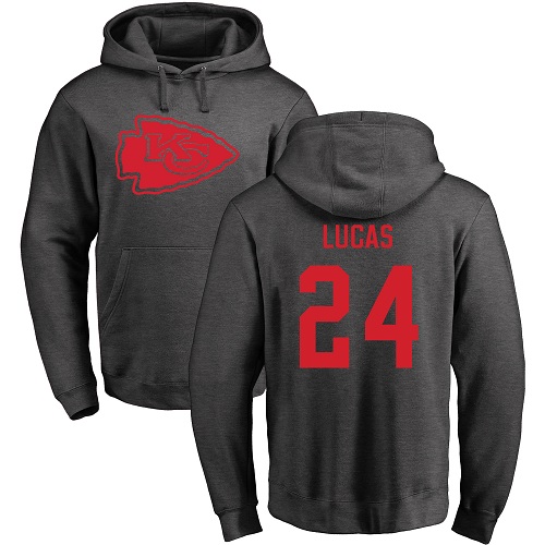 Men Kansas City Chiefs #24 Lucas Jordan Ash One Color Pullover Hoodie